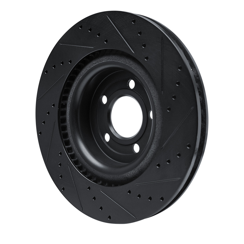 Ford Explorer Brake Rotor (1) - Front Left - R1 Concepts - Drilled & Slotted - Black - `20-`25